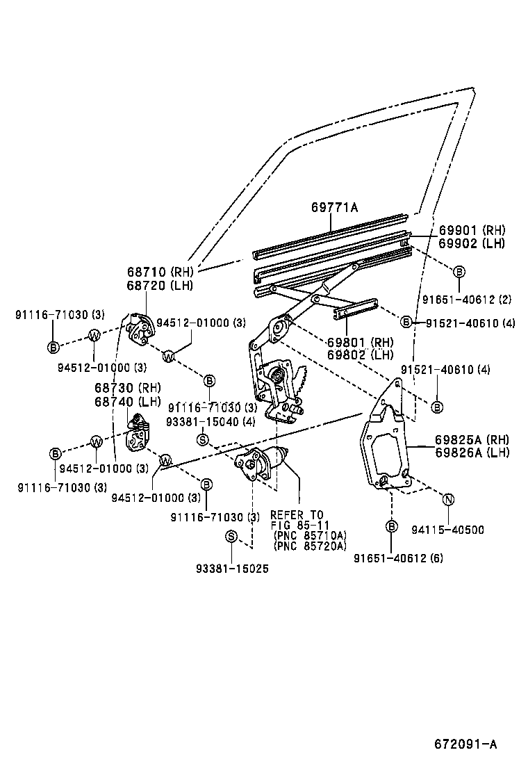68740-40030 HINGE ASSY, FRONT DOOR, LOWER LH product image