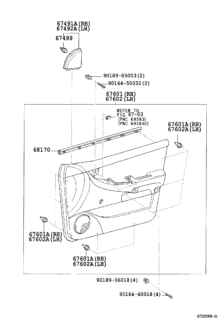 67610-12B50-A1 BOARD SUB-ASSY, FRONT DOOR TRIM, RH product image