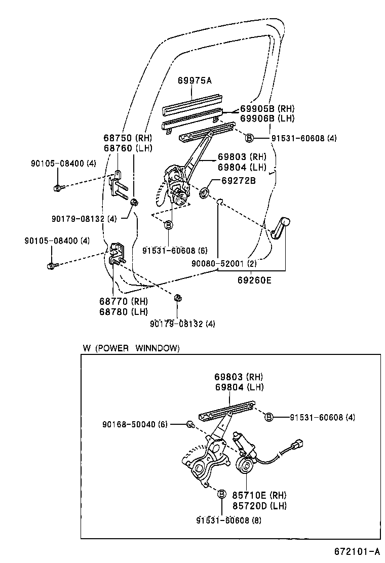 Toyota 69803-35060 REGULATOR SUB-ASSY, REAR DOOR WINDOW, RH
