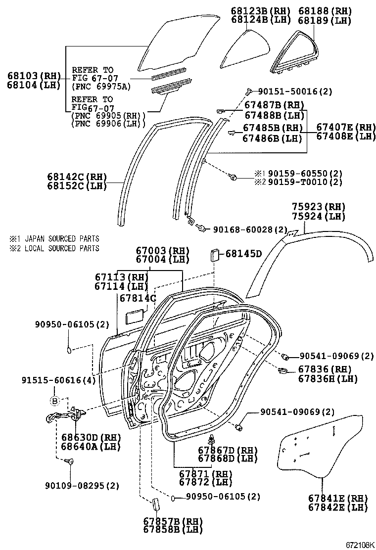 67004-12840 PANEL SUB-ASSY, REAR DOOR, LH product image