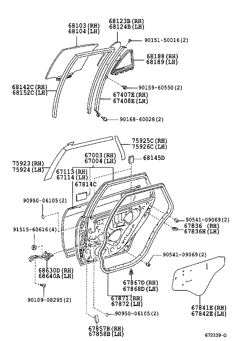 67004-12840 PANEL SUB-ASSY, REAR DOOR, LH product image