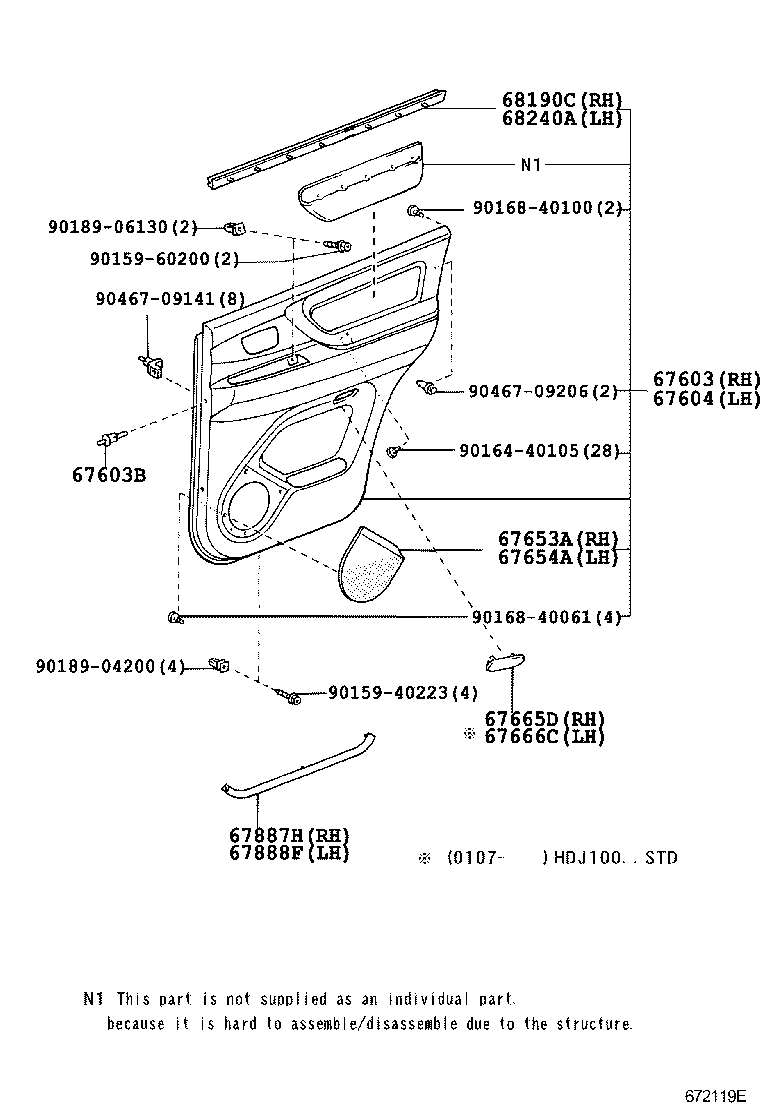 67003-60340 PANEL SUB-ASSY, REAR DOOR, RH product image