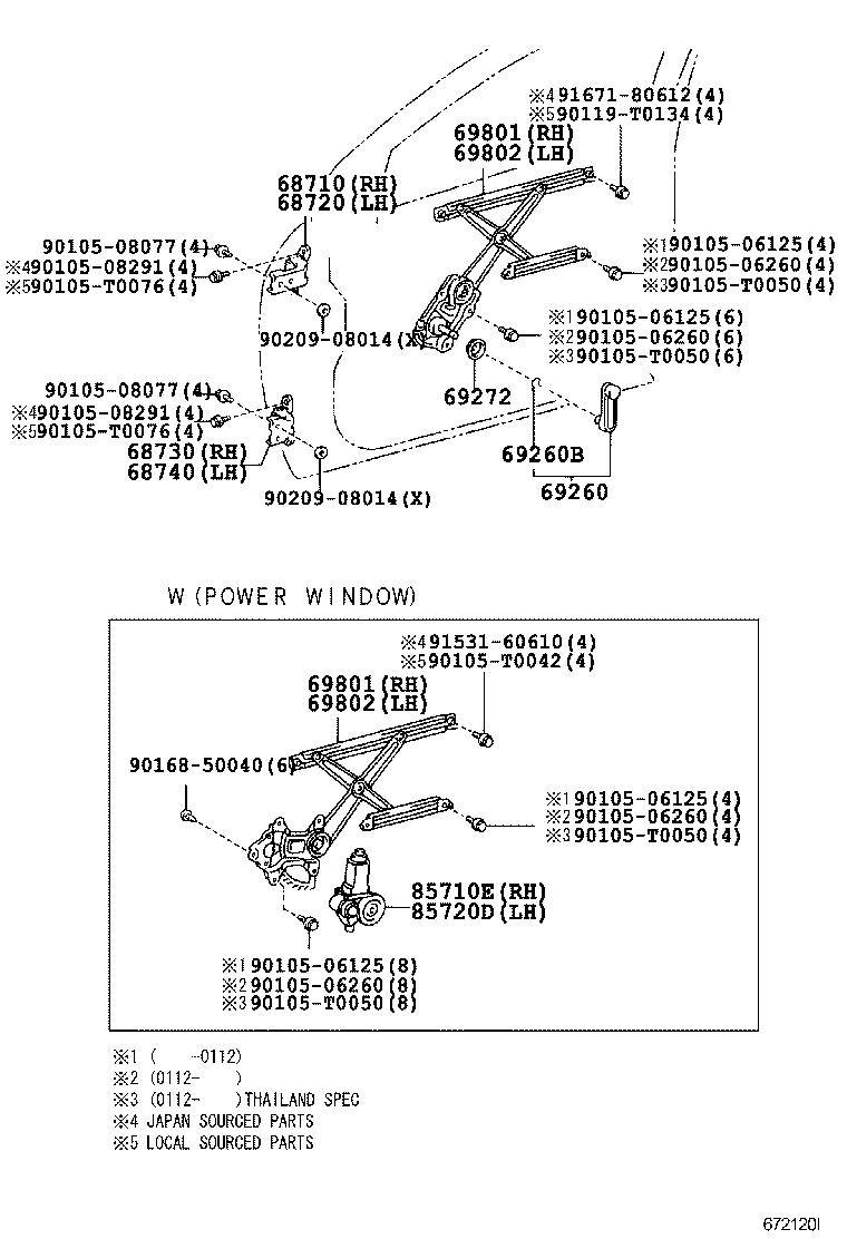 69802-02110 REGULATOR SUB-ASSY, FRONT DOOR WINDOW, LH product image