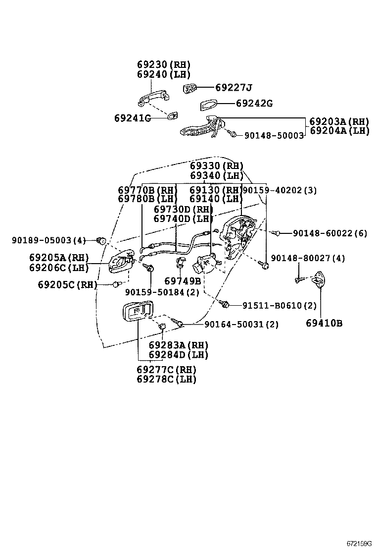 69050-22440 LOCK ASSY, REAR DOOR, RH product image