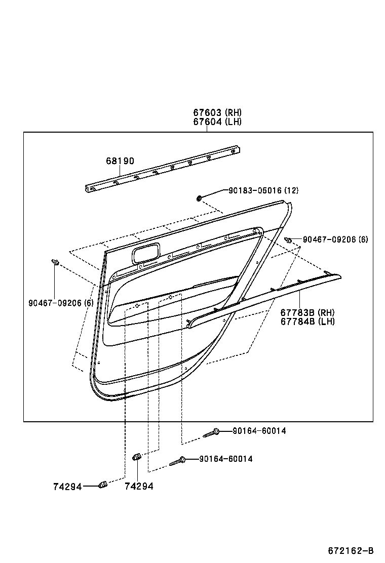 67003-22430 PANEL SUB-ASSY, REAR DOOR, RH product image
