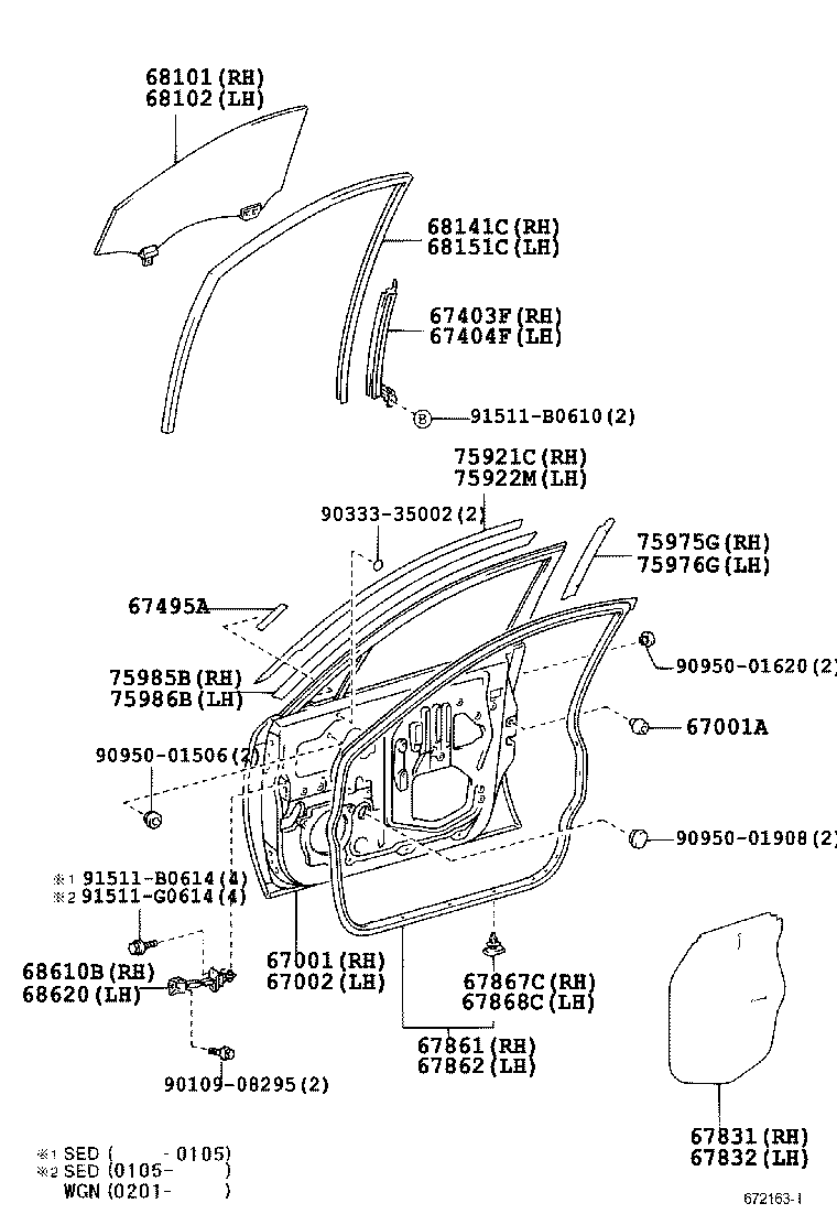 67403-22110 FRAME SUB-ASSY, FRONT DOOR, REAR LOWER RH product image