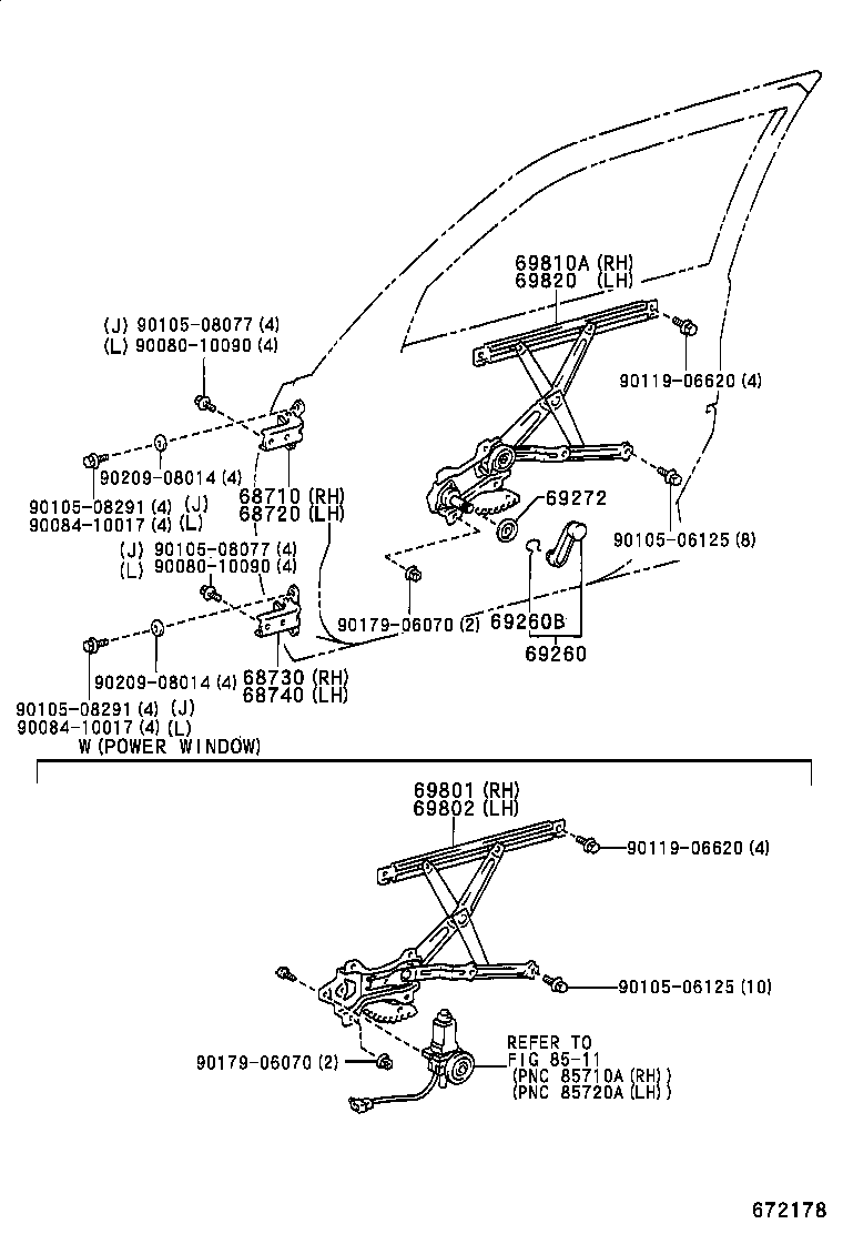 69802-02040 REGULATOR SUB-ASSY, FRONT DOOR WINDOW, LH product image
