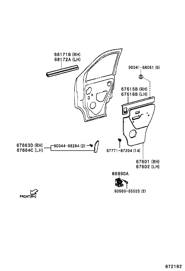 67401-97501 FRAME SUB-ASSY, FRONT DOOR, FRONT LOWER RH product image