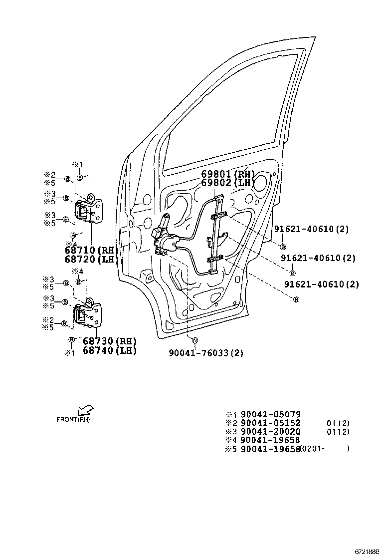 69810-97503 REGULATOR SUB-ASSY, FRONT DOOR WINDOW, RH product image