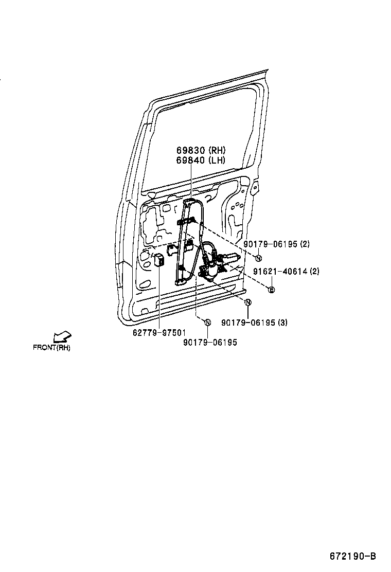 69840-97502 REGULATOR ASSY, REAR QUARTER WINDOW, LH product image