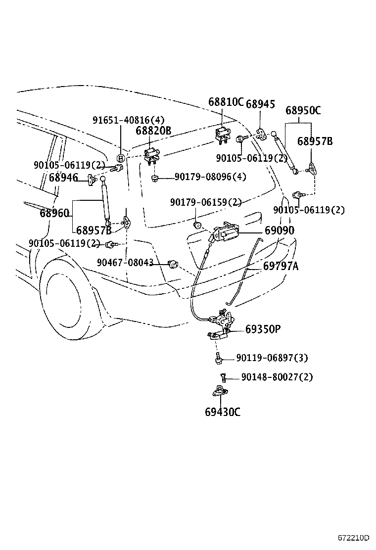 Toyota 68950-49025 STAY ASSY, BACK DOOR, RH