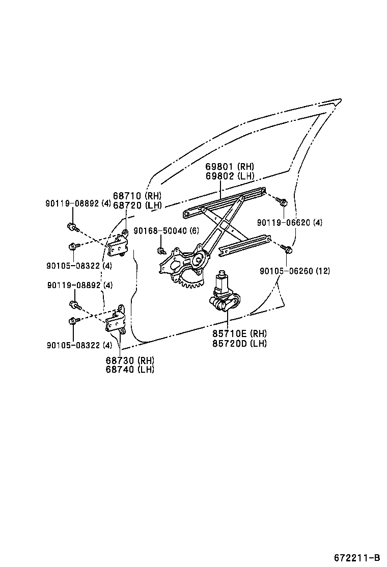 Toyota 85720-42080 MOTOR ASSY, POWER WINDOW REGULATOR, LH