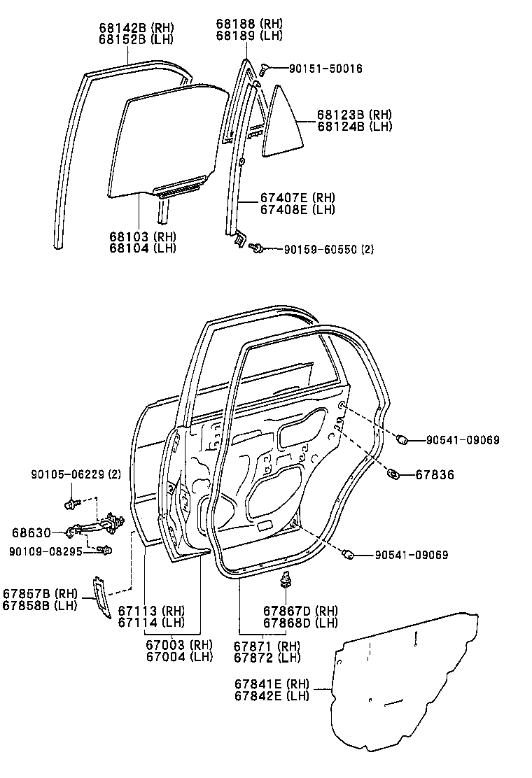67871-12480 WEATHERSTRIP, REAR DOOR, RH product image