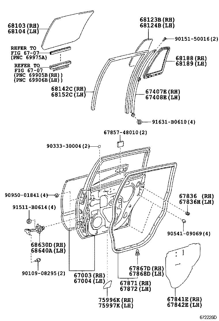 68113-48060 GLASS SUB-ASSY, REAR DOOR, RH product image