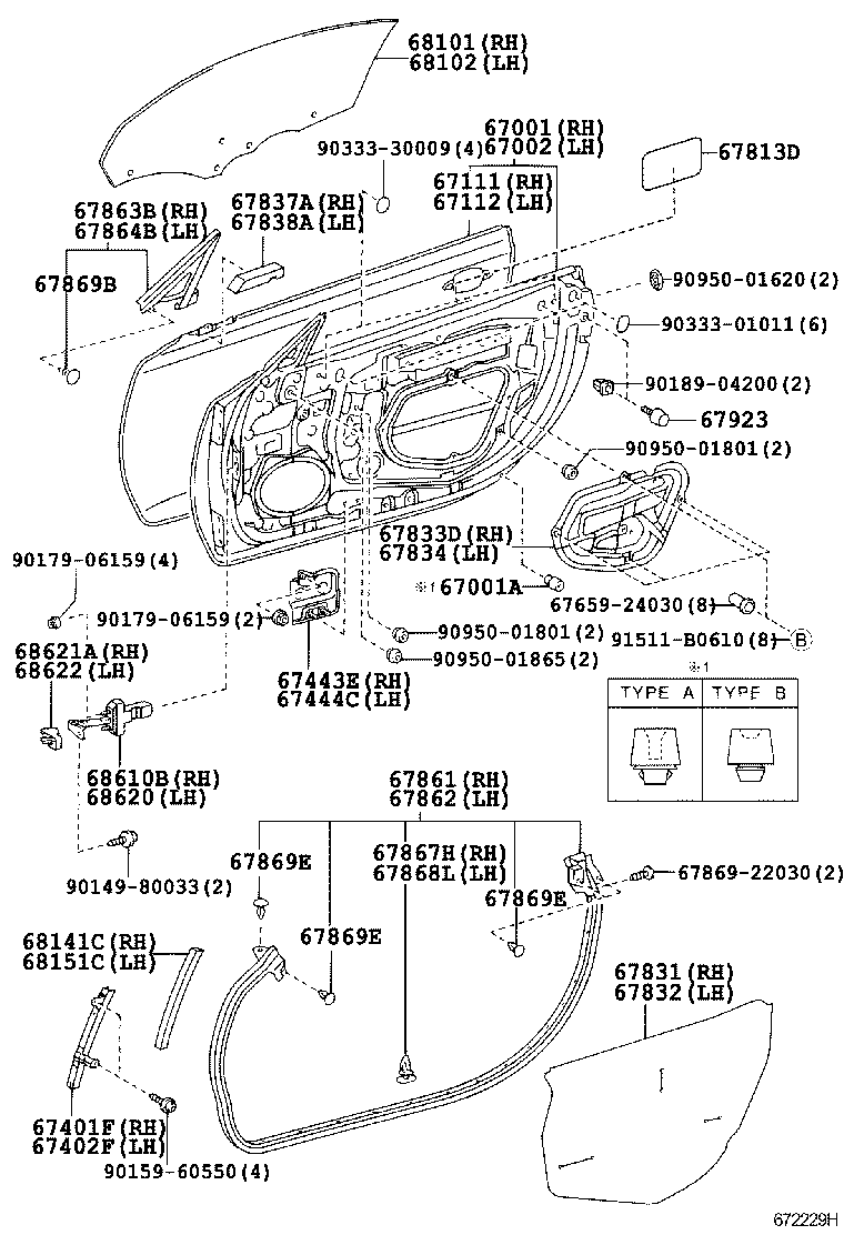 Toyota 62320-24010-C0 WEATHERSTRIP ASSY, FRONT DOOR OPENING TRIM, LH