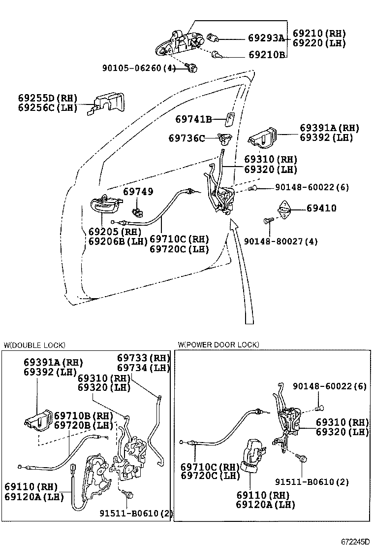 Toyota 69210-0D901 HANDLE ASSY, FRONT DOOR, OUTSIDE RH
