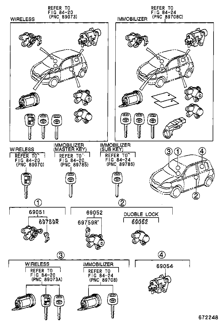 69055-0D010 CYLINDER & KEY SET, BACK DOOR LOCK product image