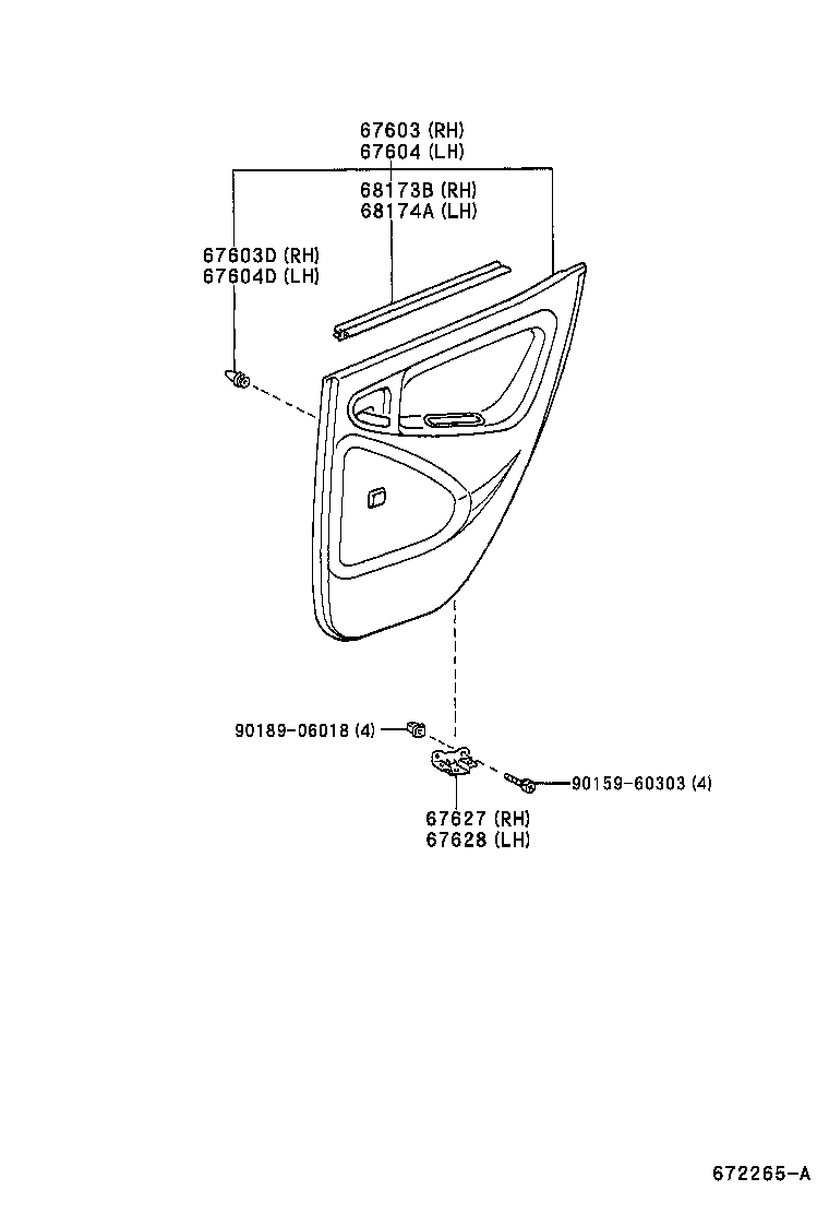 Toyota 67004-0D080 PANEL SUB-ASSY, REAR DOOR, LH