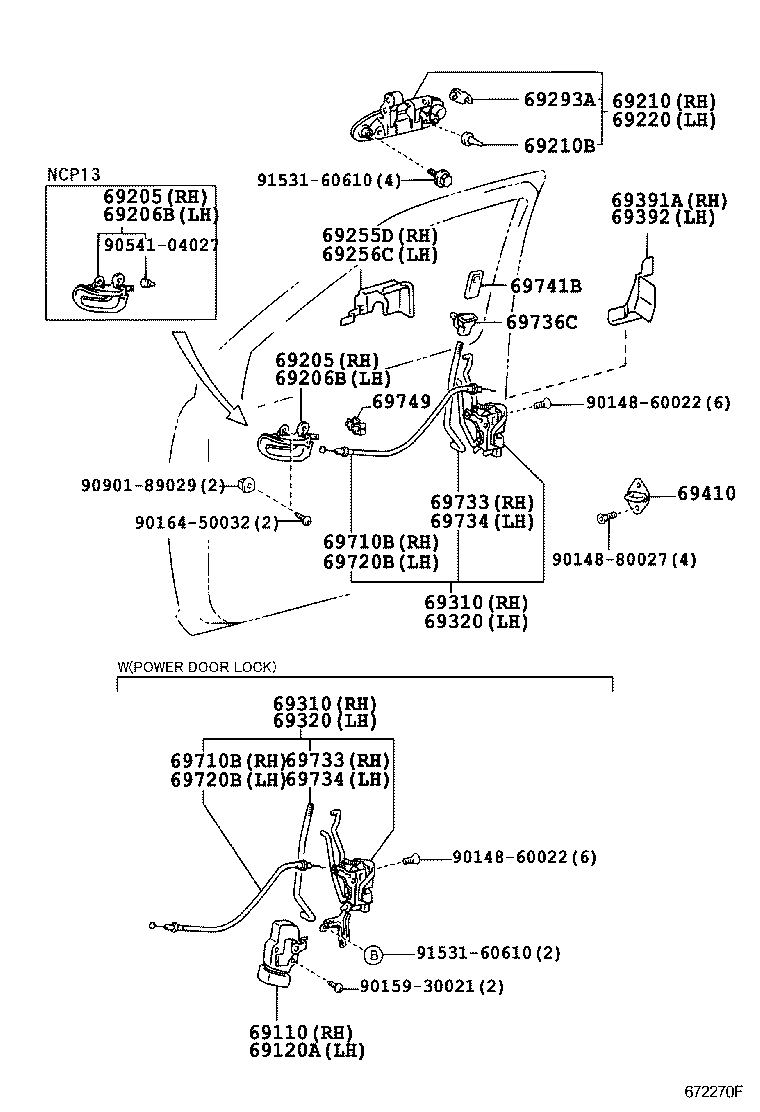 69110-52010 ACTUATOR ASSY, FRONT DOOR LOCK, RH product image