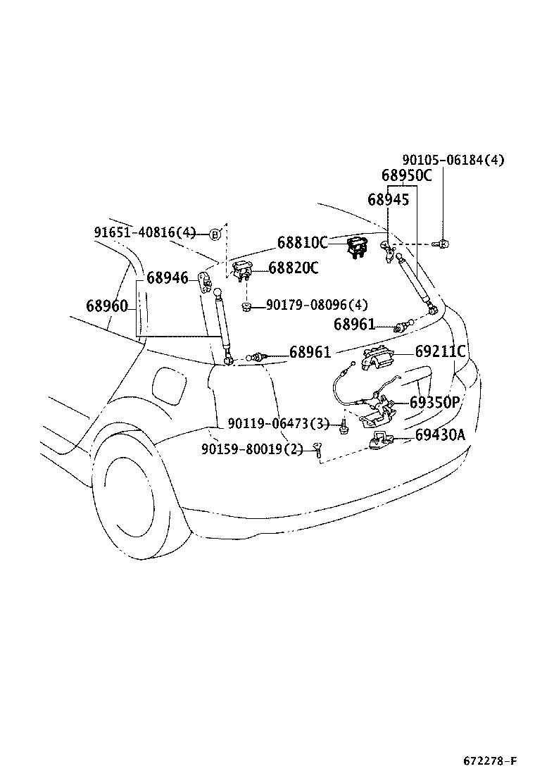 68950-02070 STAY ASSY, BACK DOOR, RH product image