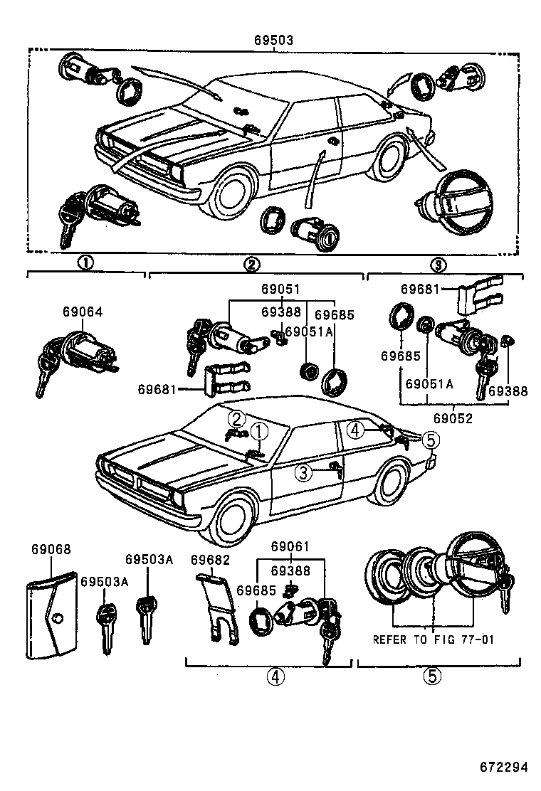 69005-12090 CYLINDER SET, LOCK product image