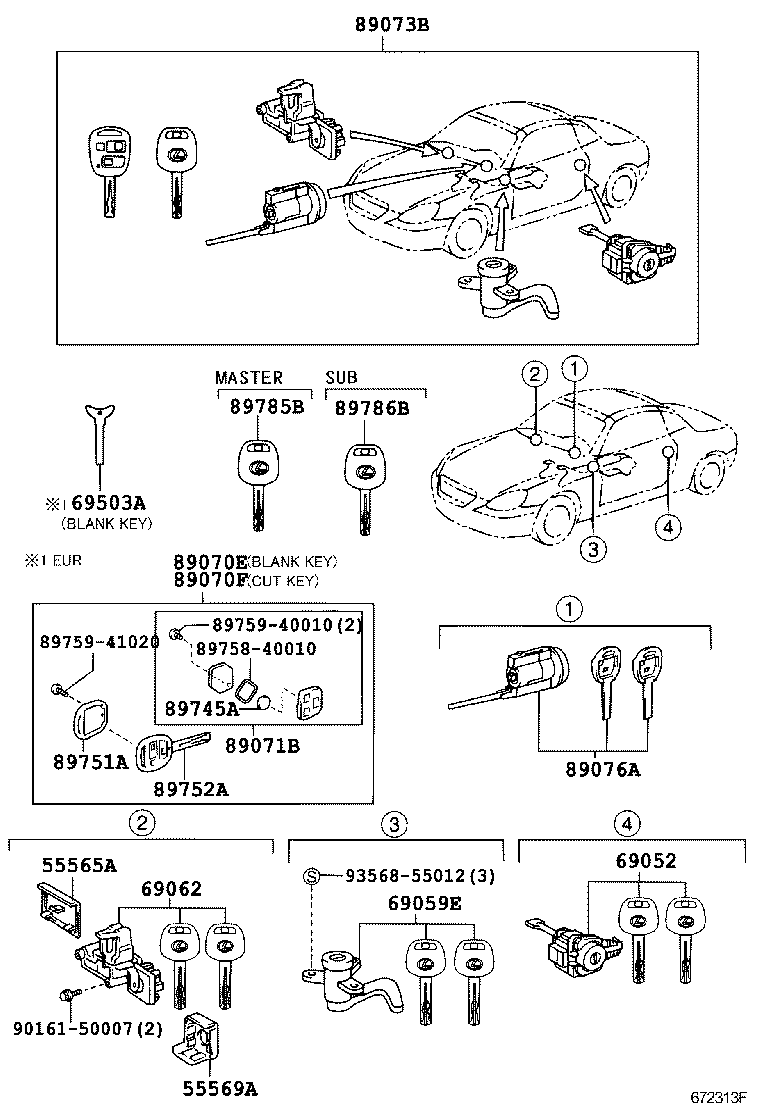 69005-24380 CYLINDER SET, LOCK W/TRANSMITTER HOUSING(LESS MODULE) product image