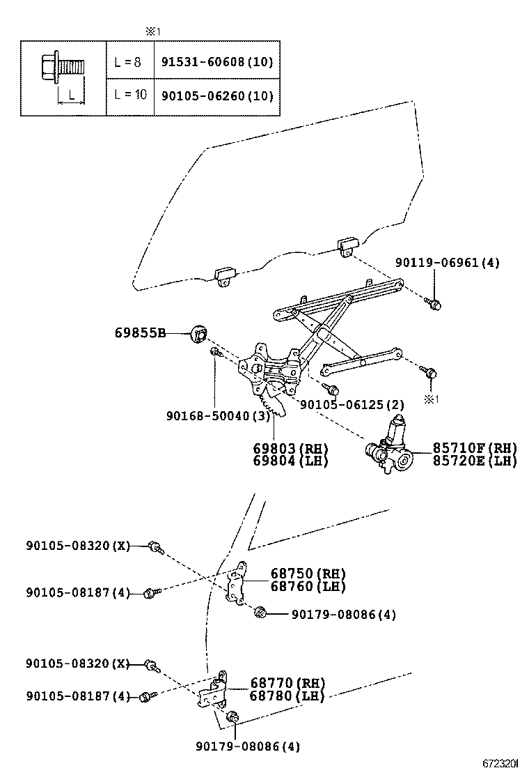 85720-44050 MOTOR ASSY, POWER WINDOW REGULATOR, LH product image