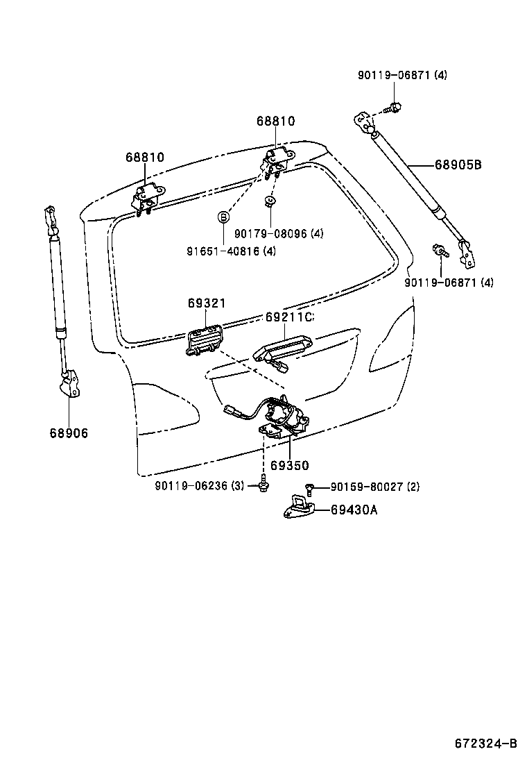 69023-44040 HANDLE, BACK DOOR OUTSIDE product image