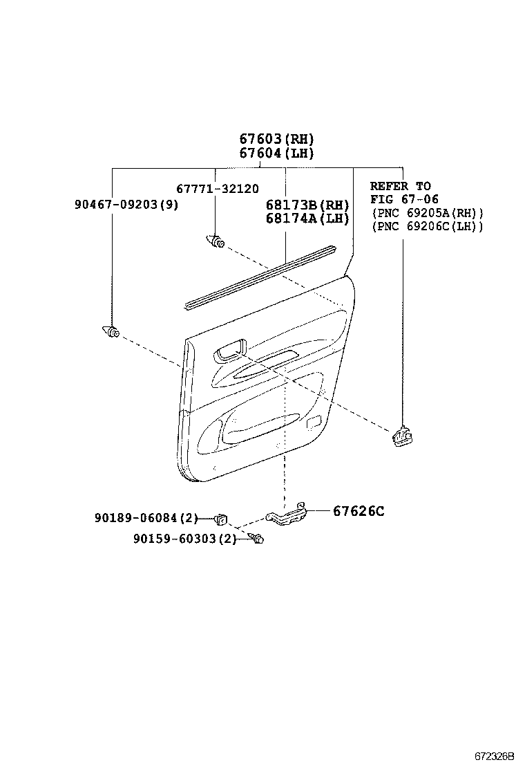 67407-44040 FRAME SUB-ASSY, REAR DOOR WINDOW, REAR LOWER RH product image
