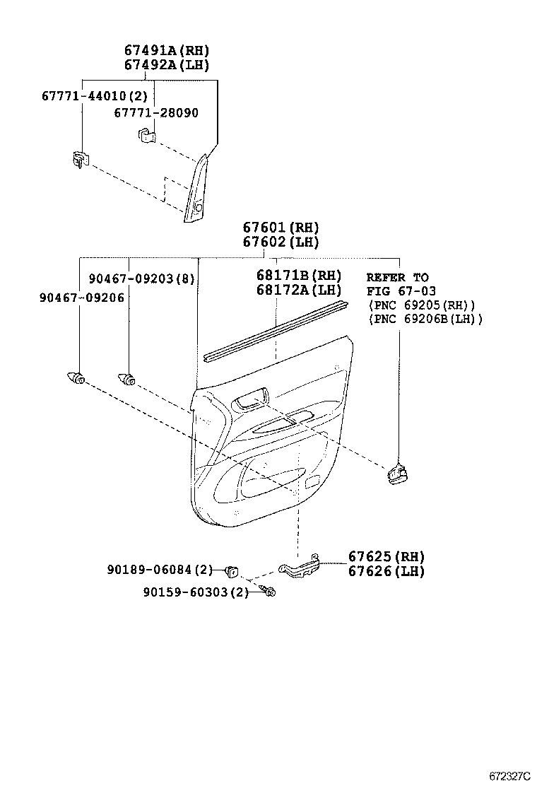 67404-44041 FRAME SUB-ASSY, FRONT DOOR, REAR LOWER LH product image