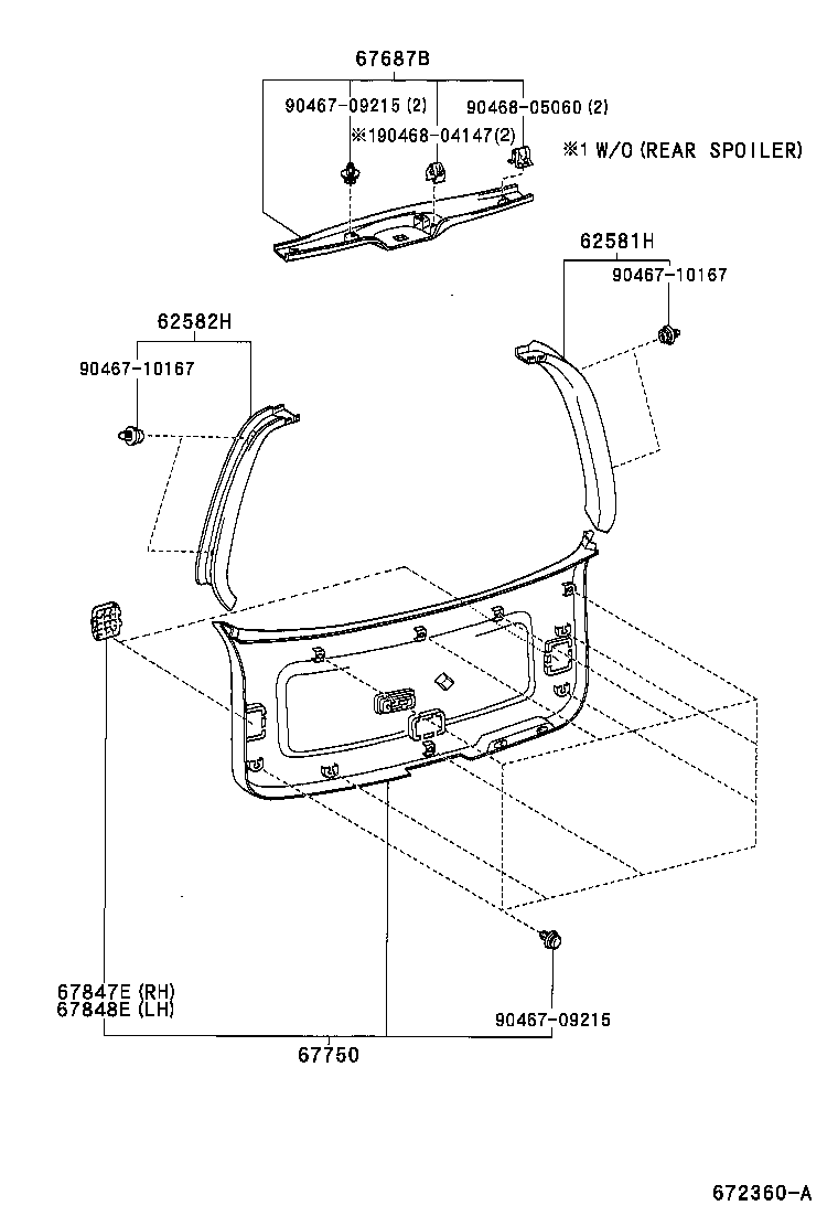 67159-28010 RETAINER, BACK DOOR TRIM product image