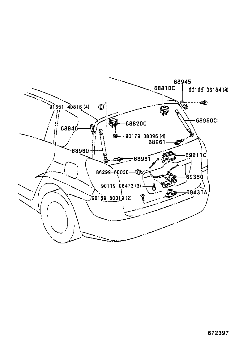 68960-0W080 STAY ASSY, BACK DOOR, LH product image