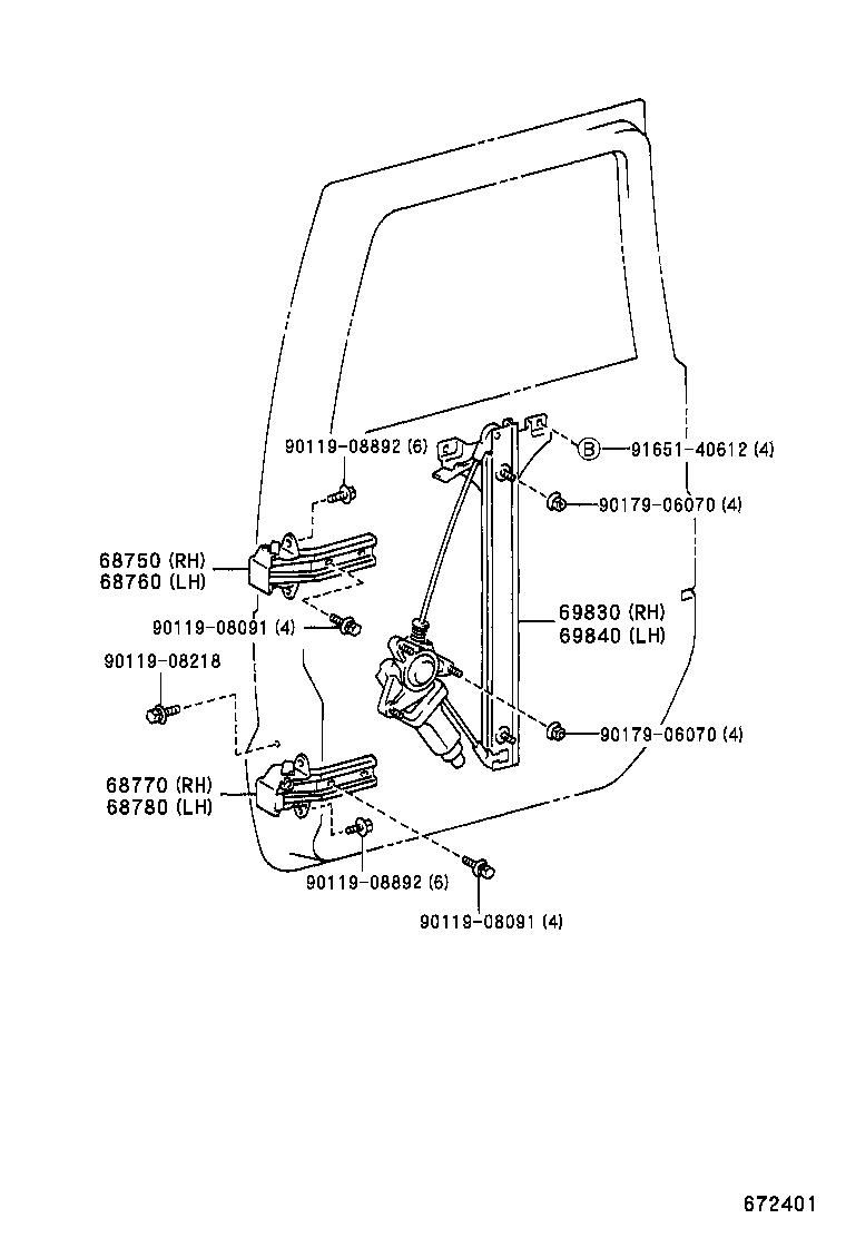 68750-65010 HINGE ASSY, REAR DOOR, UPPER RH product image