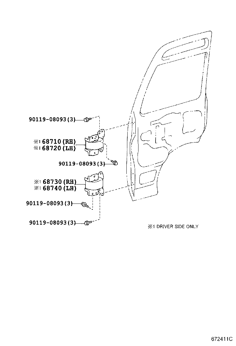 68720-36010 HINGE ASSY, FRONT DOOR, UPPER LH product image