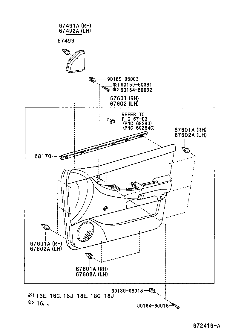 68101-02080 GLASS SUB-ASSY, FRONT DOOR, RH product image
