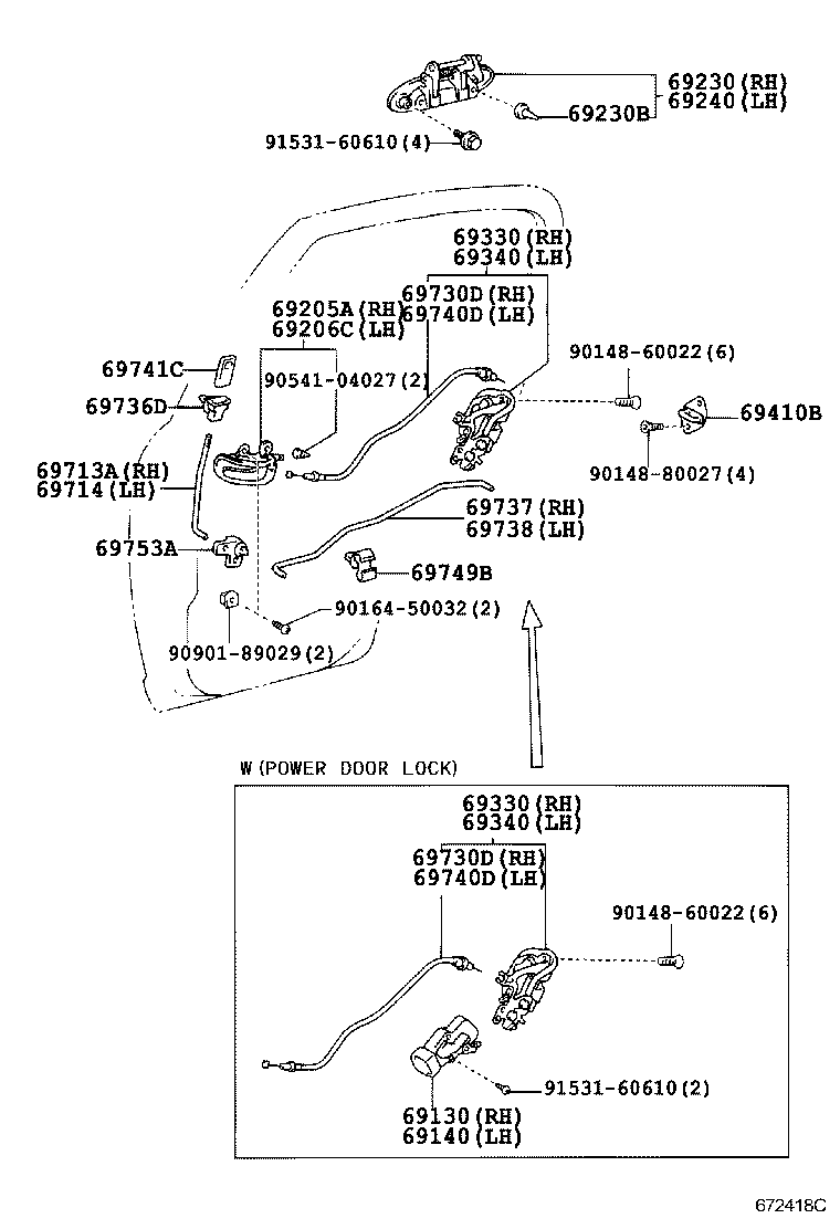 Toyota 69140-52020 ACTUATOR ASSY, REAR DOOR LOCK, LH
