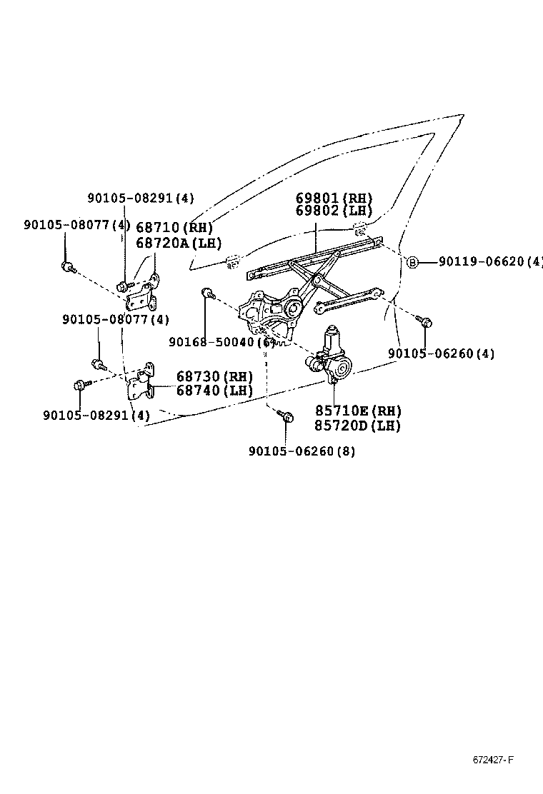 68720-33030 HINGE ASSY, FRONT DOOR, LH product image