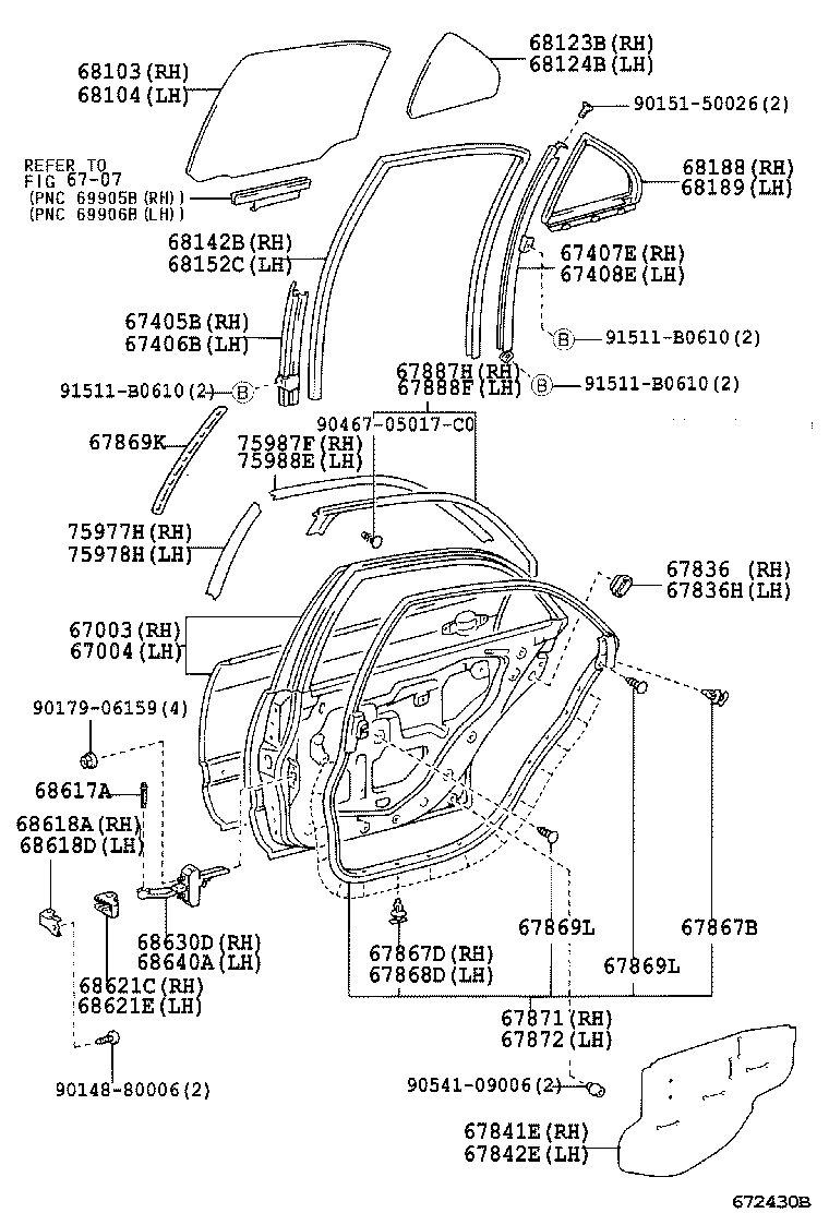 67004-51030 PANEL SUB-ASSY, REAR DOOR, LH product image