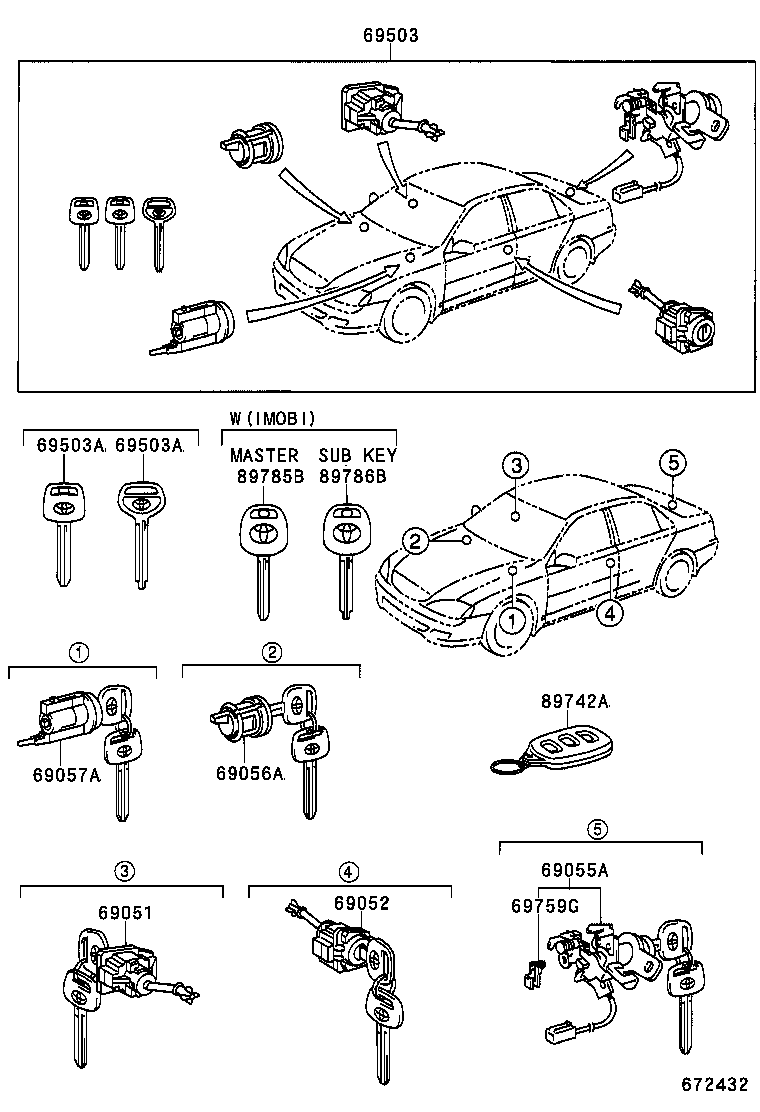 69005-3T070 CYLINDER SET, LOCK product image