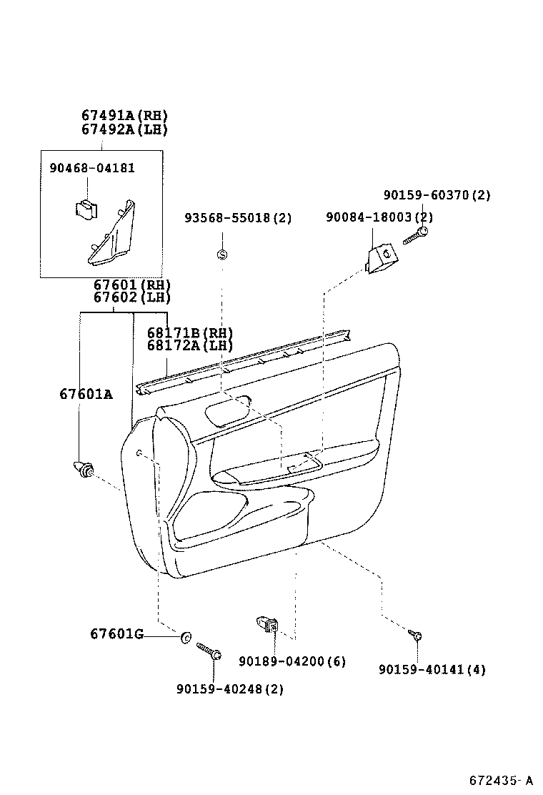 Toyota 67610-3T032-B2 BOARD SUB-ASSY, FRONT DOOR TRIM, RH