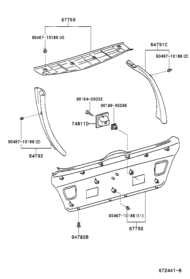 Toyota 67005-53040 PANEL SUB-ASSY, BACK DOOR