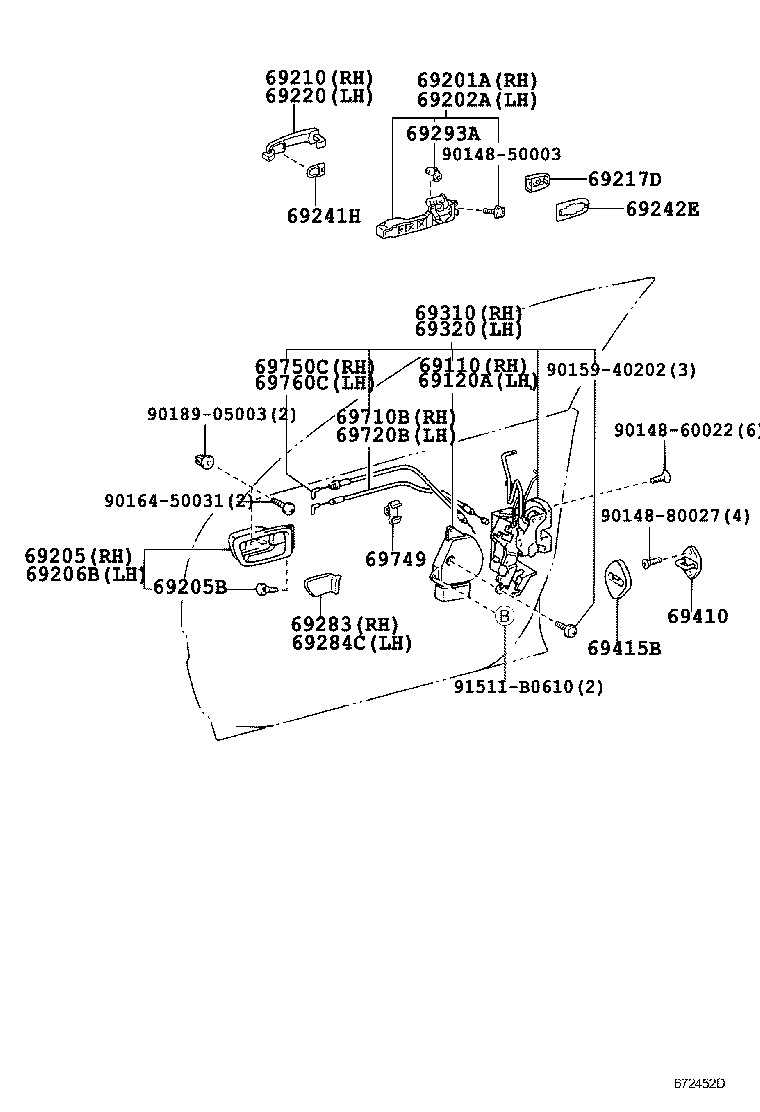 69030-22440 LOCK ASSY, FRONT DOOR, RH product image