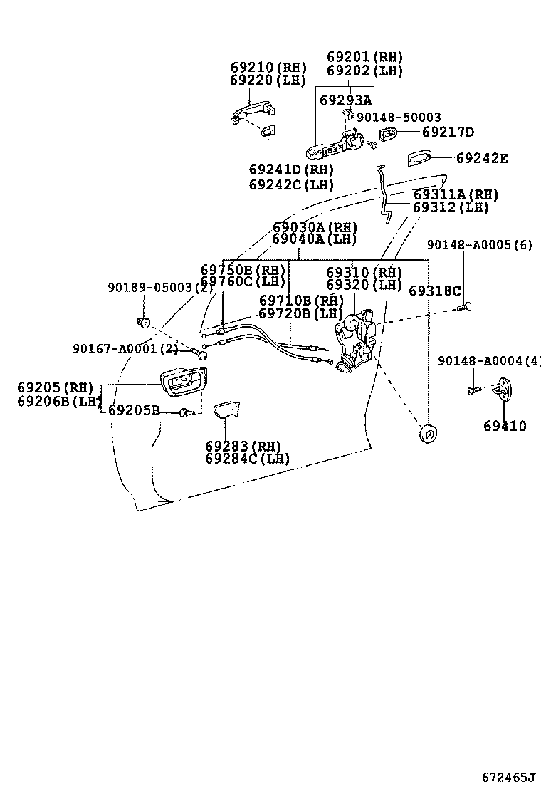 Toyota 69211-AA020-C0 HANDLE ASSY, FRONT DOOR, OUTSIDE RH