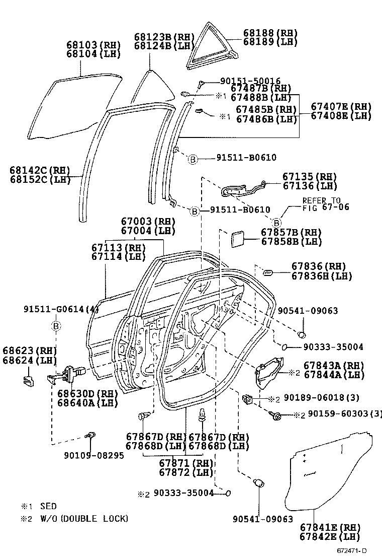67488-53010 SEAL, REAR DOOR DIVISION BAR, LH product image