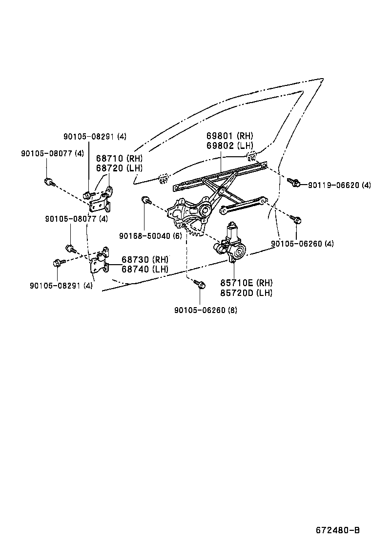 Toyota 85710-33140 MOTOR ASSY, POWER WINDOW REGULATOR, RH