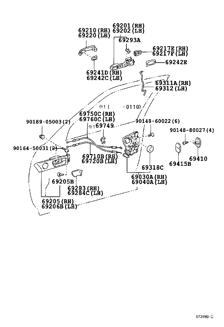Toyota 69210-33070 HANDLE ASSY, FRONT DOOR, OUTSIDE RH