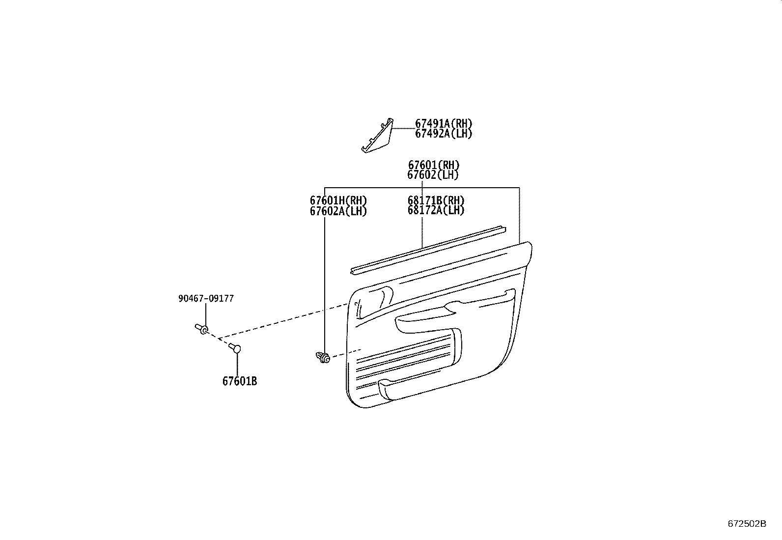 67404-43010 FRAME SUB-ASSY, FRONT DOOR, REAR LOWER LH product image