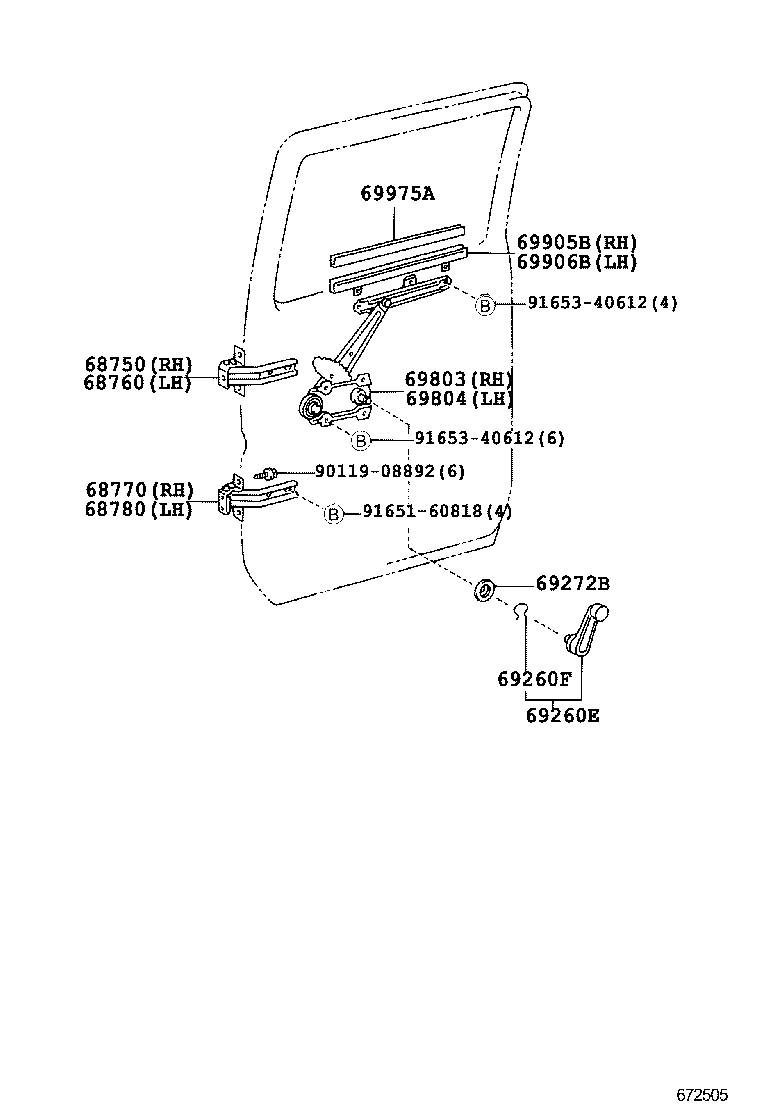 69905-37010 CHANNEL SUB-ASSY, REAR DOOR GLASS, RH product image