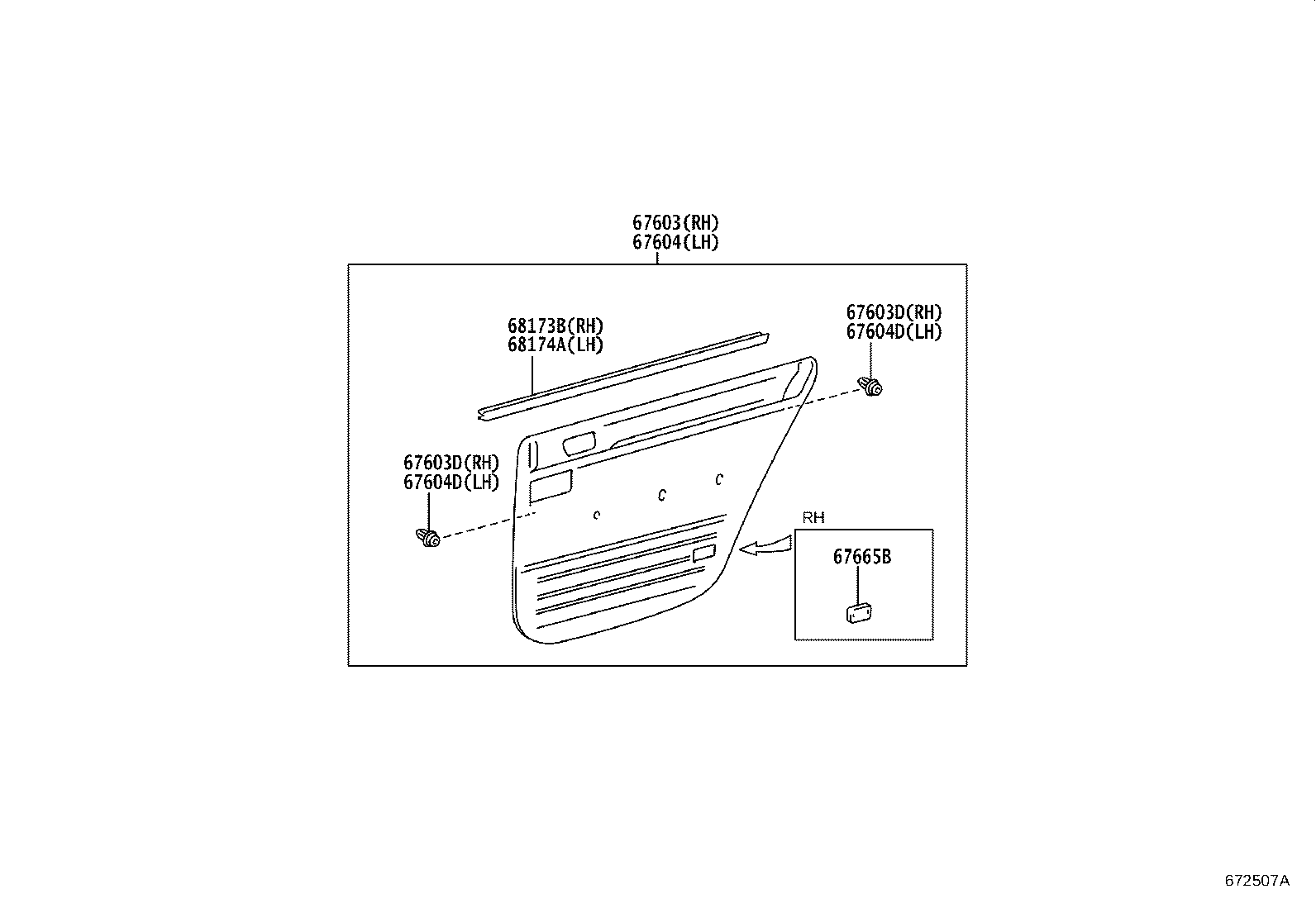 67003-43030 PANEL SUB-ASSY, REAR DOOR, RH product image