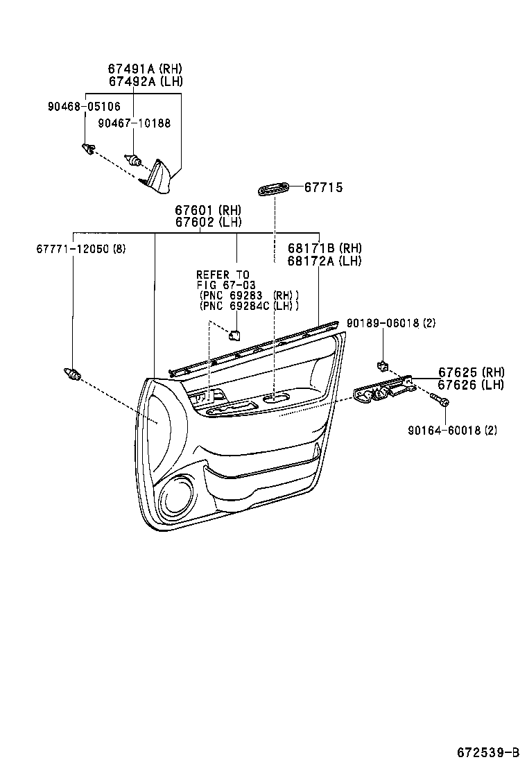 67404-13020 FRAME SUB-ASSY, FRONT DOOR, REAR LOWER LH product image